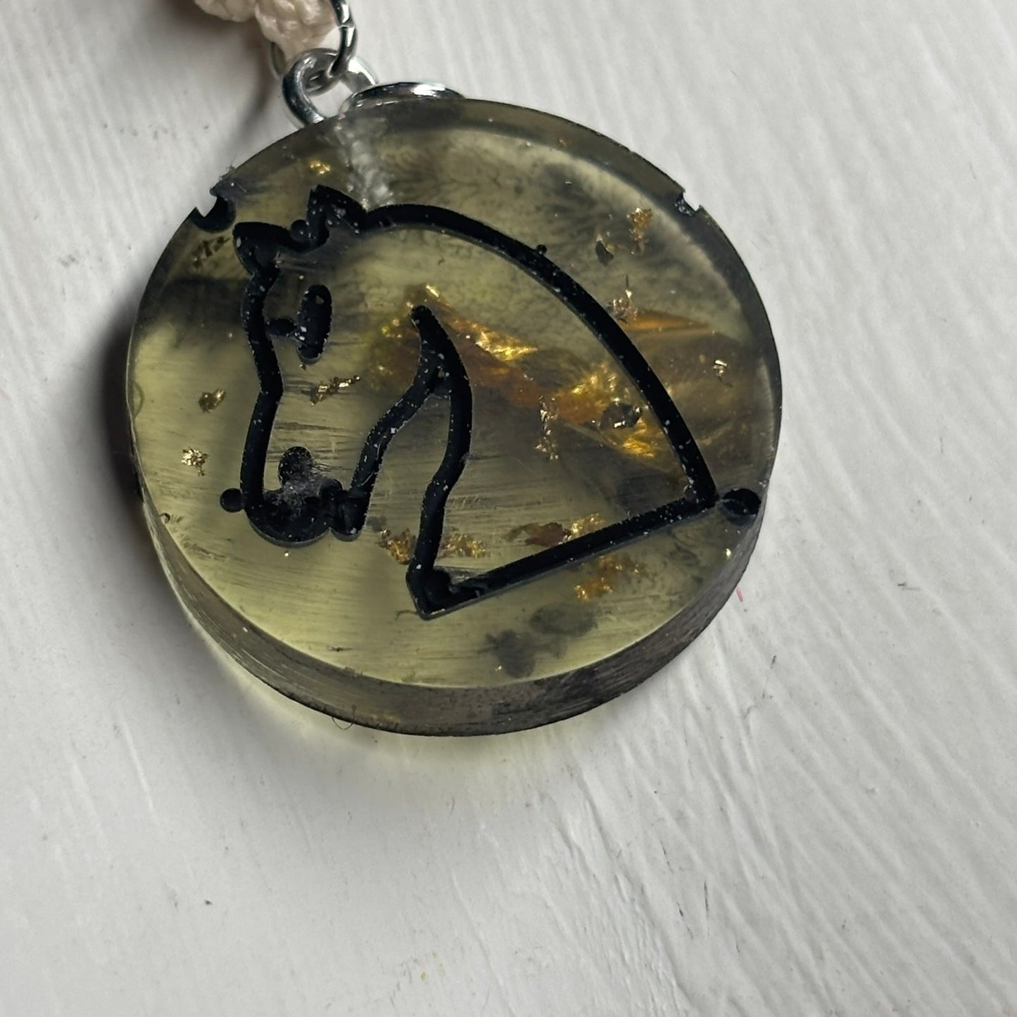 Dark Green Knight - Handmade Resin Chess Necklace