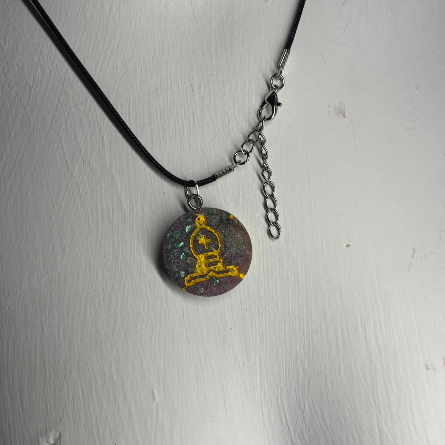 Crystal Purple Bishop - Handmade Resin Chess Necklace