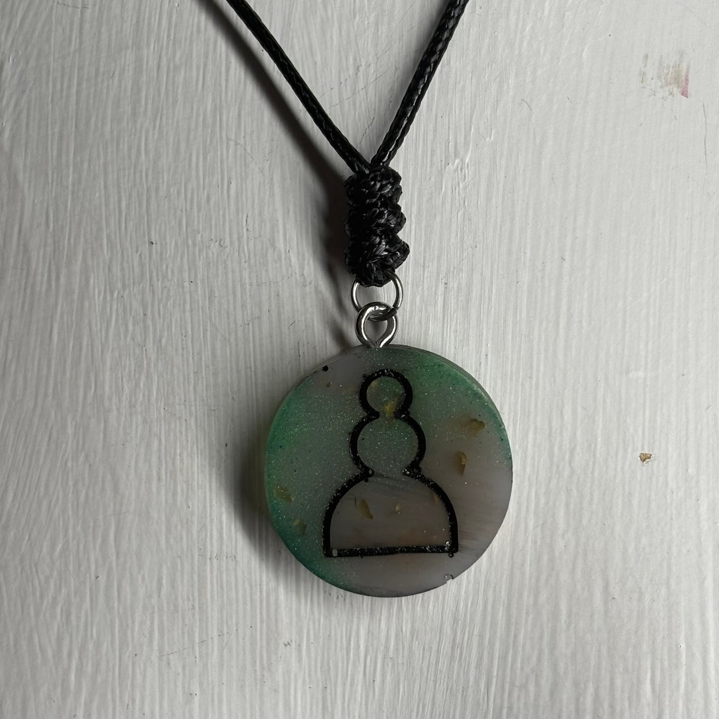 Mystic Green Pawn - Handmade Resin Chess Necklace