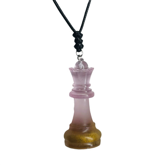 Pretty Pink Queen - Handmade Resin Chess Necklace