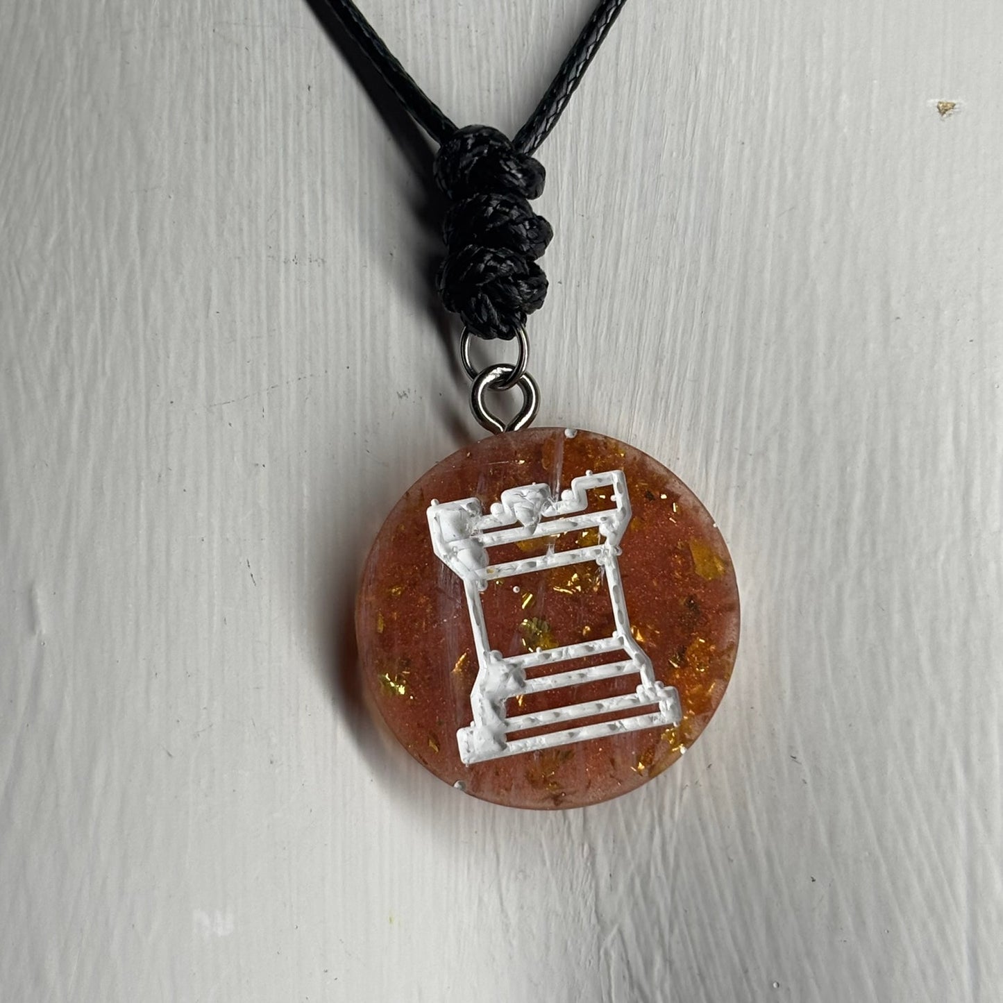 Amber Rook - Handmade Resin Chess Necklace