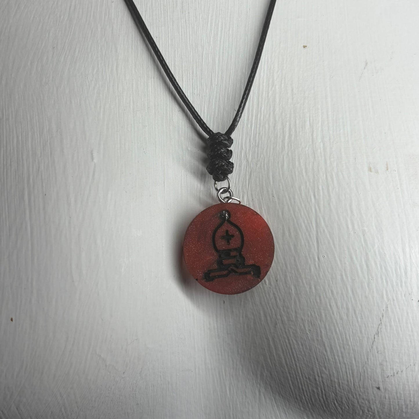 Dark Red Bishop - Handmade Resin Chess Necklace