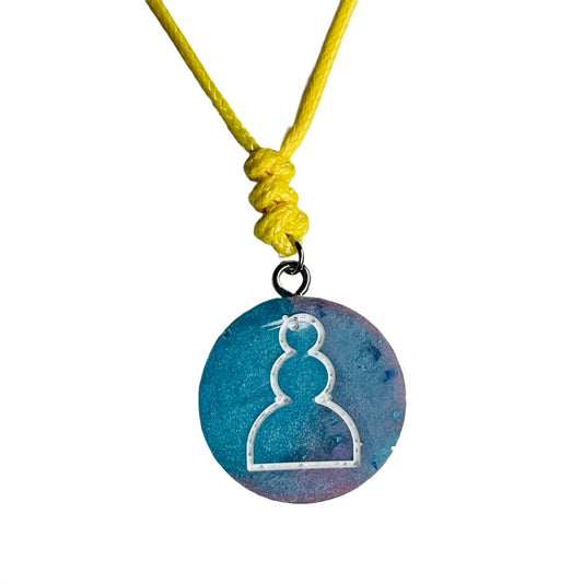 Bright Blue Pawn - Handmade Resin Chess Necklace