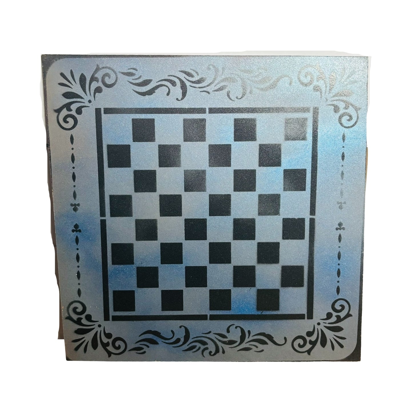 Simple Blue & Black - Painted Chess Board