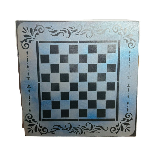 Simple Blue & Black - Painted Chess Board