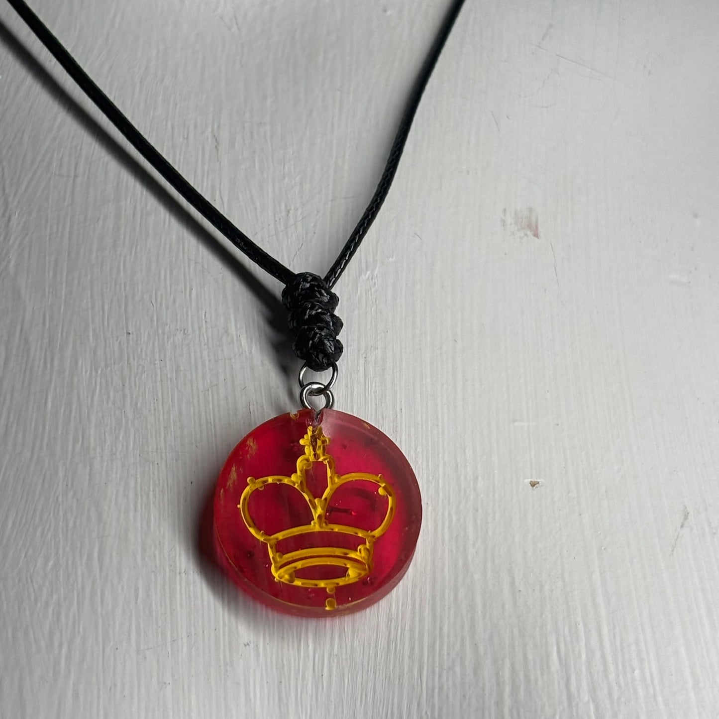 Cherry Red King - Handmade Resin Chess Necklace