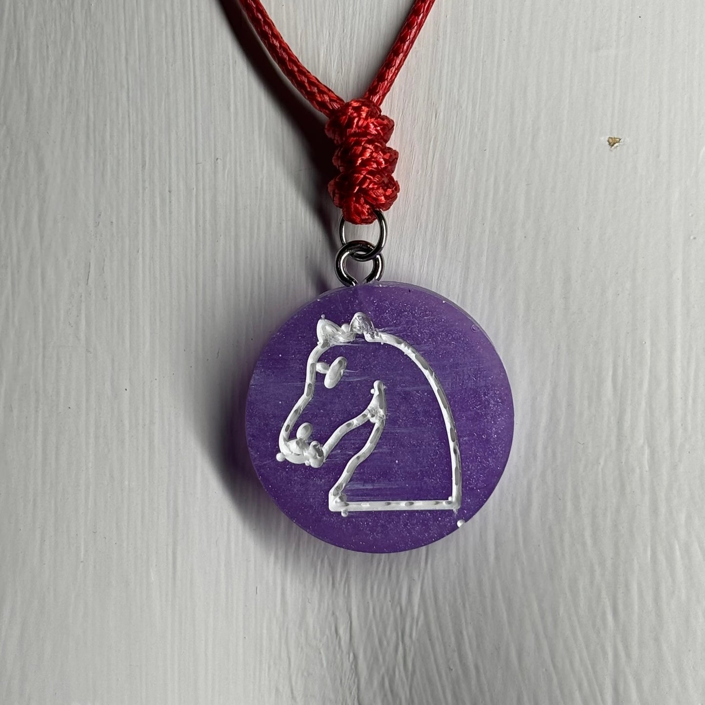 Purple Knight - Handmade Resin Chess Necklace