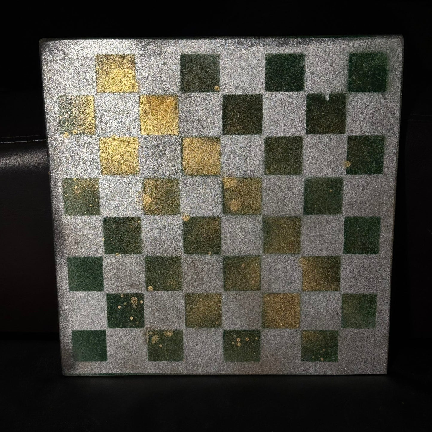 Green & Gray Golden Fade - Painted Chess Board