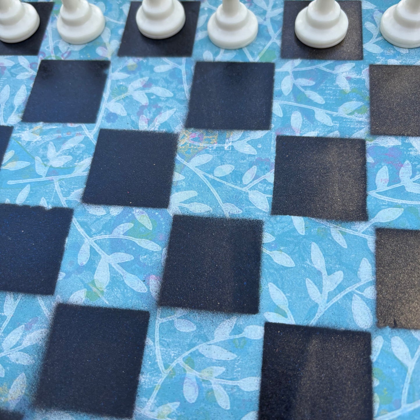 Blue Flower - Scrapbook Chess Set