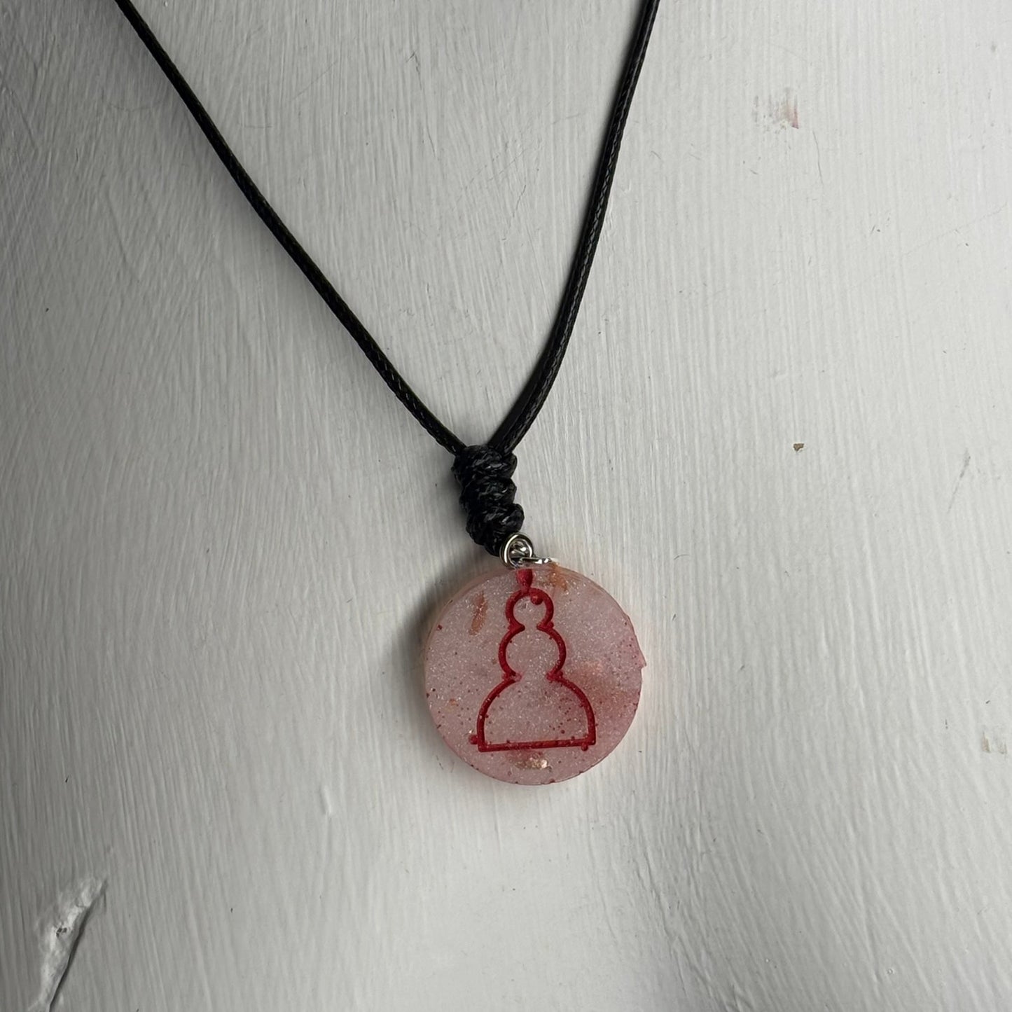 Red Print Pawn - Handmade Resin Chess Necklace