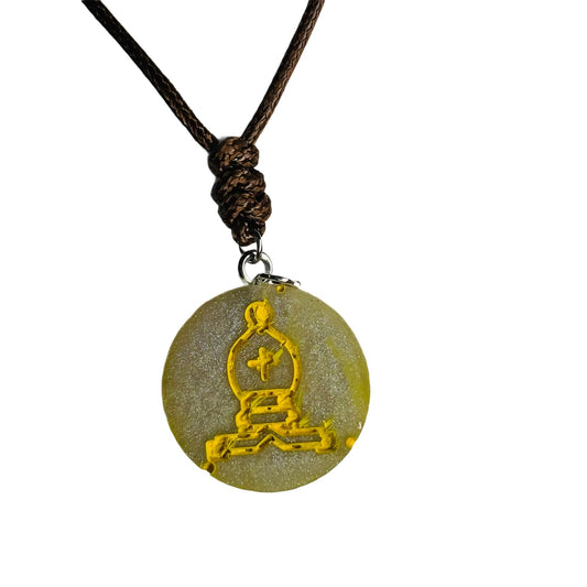 Cream Brown Bishop - Handmade Resin Chess Necklace