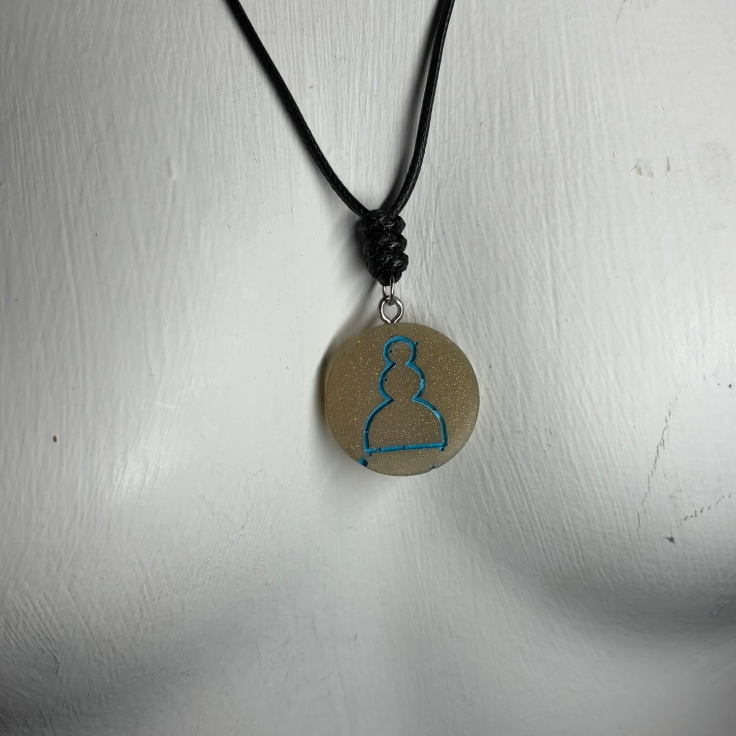 Cream Yellow Pawn - Handmade Resin Chess Necklace