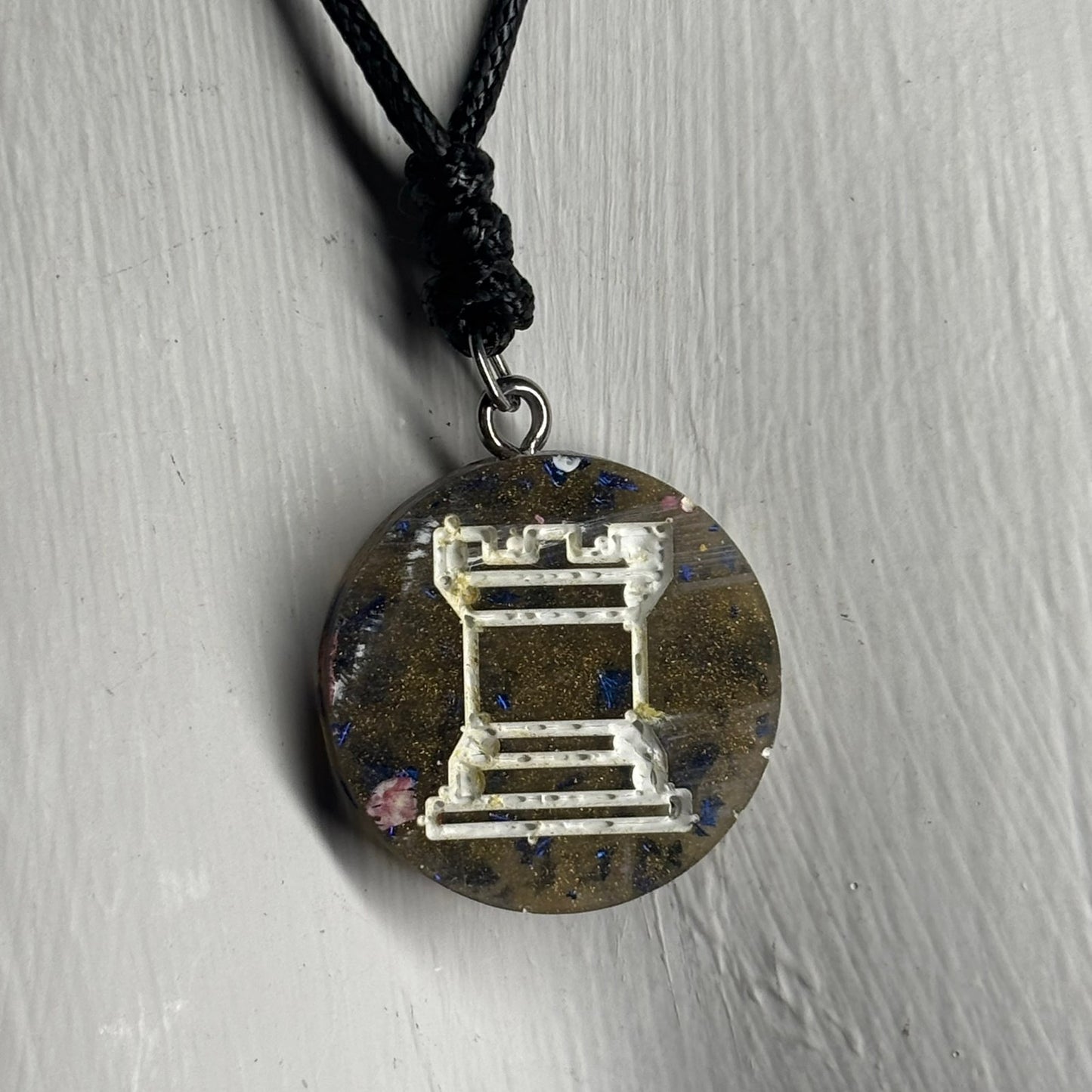 Vintage Luxury Rook - Handmade Resin Chess Necklace