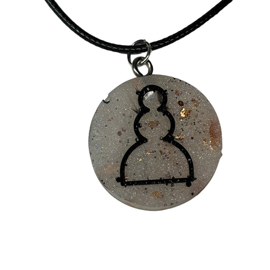 Golden White Pawn - Handmade Resin Chess Necklace