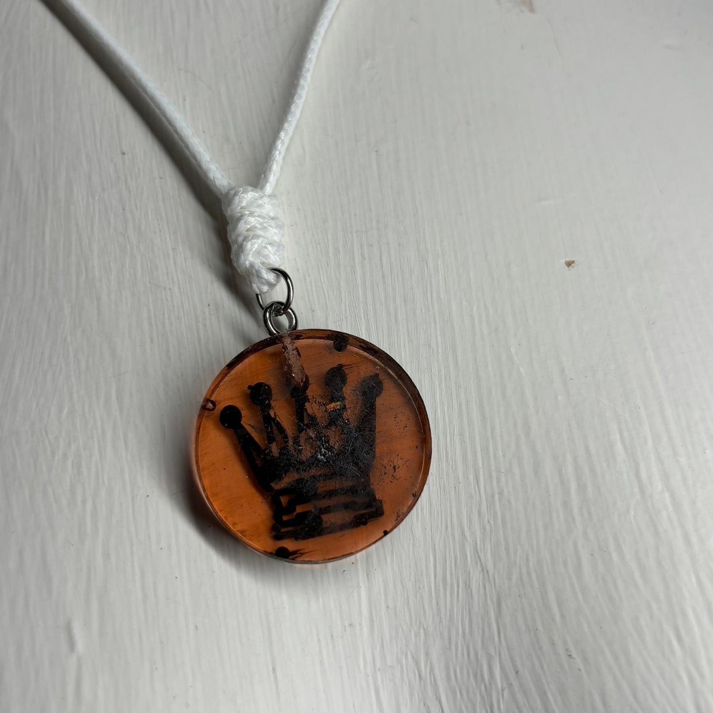 Burning Orange Queen - Handmade Resin Chess Necklace