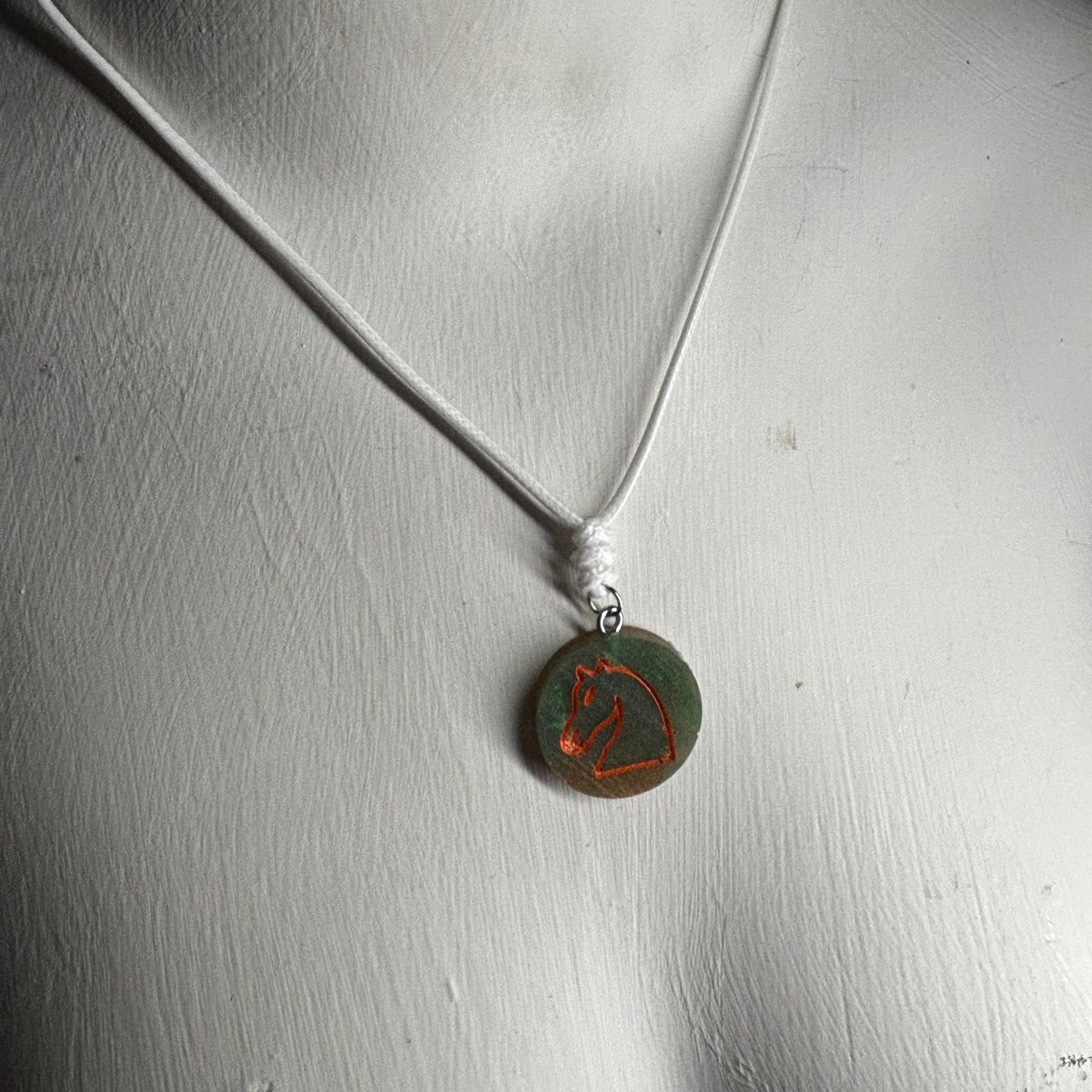 Swamp Green Knight - Handmade Resin Chess Necklace