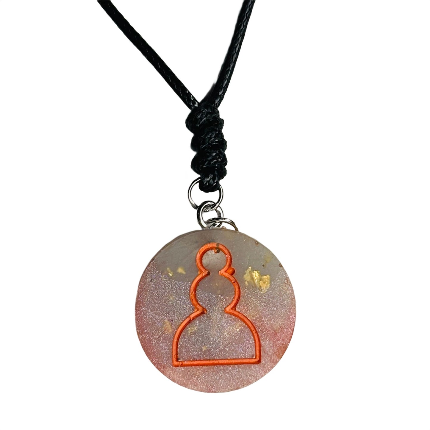 Crystal Orange Pawn - Handmade Resin Chess Necklace