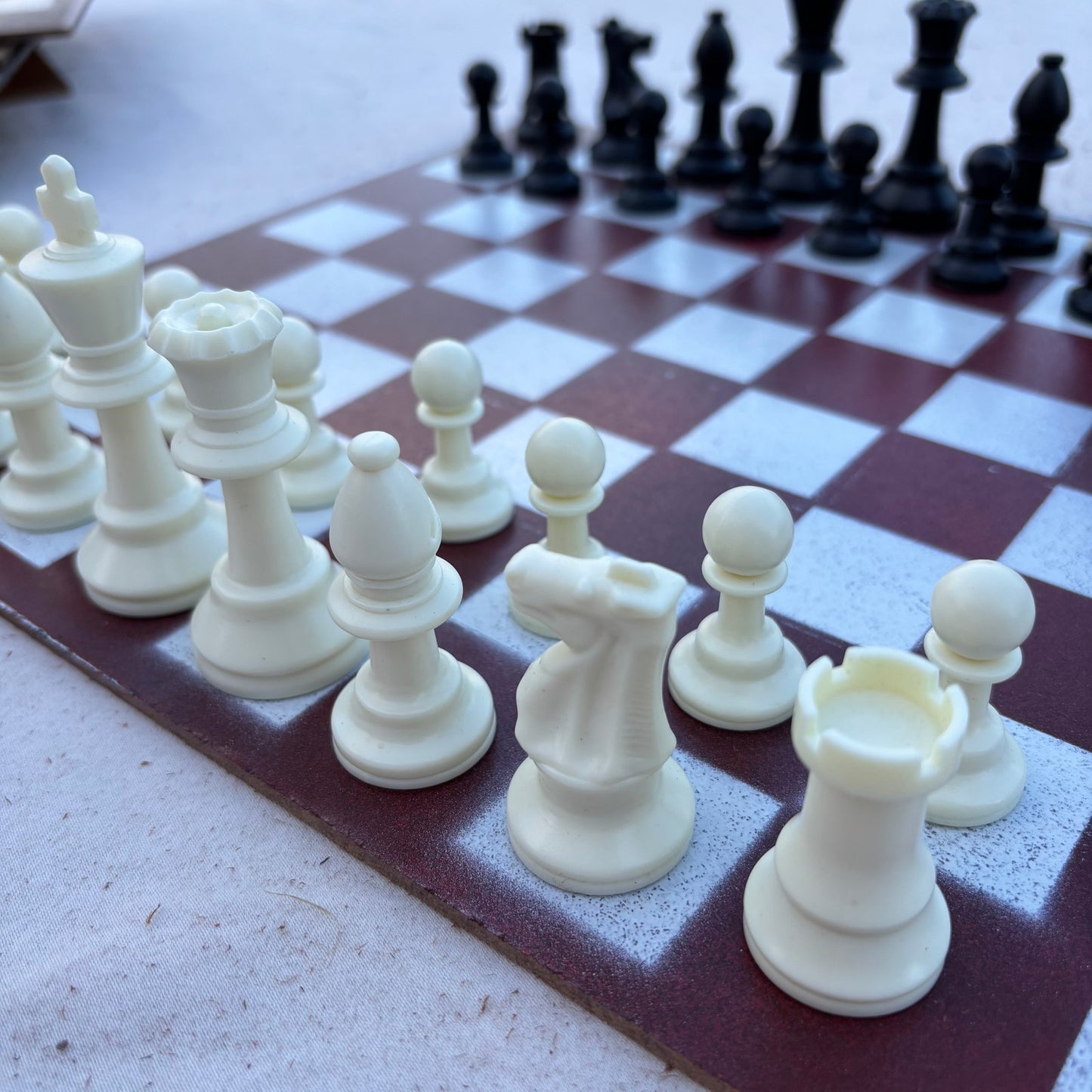 Simple Red - Painted Chess Set