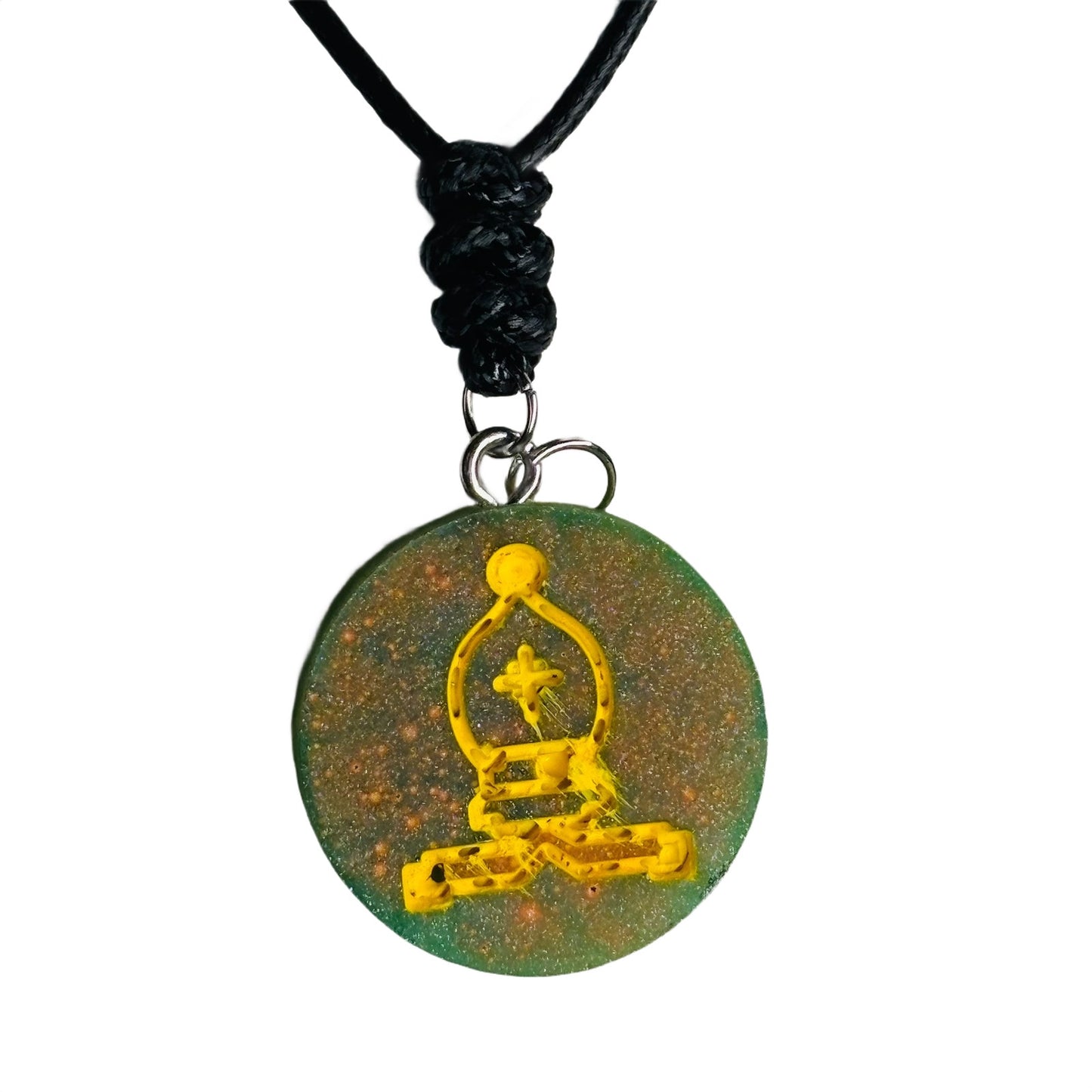 Green Splash Bishop - Handmade Resin Chess Necklace