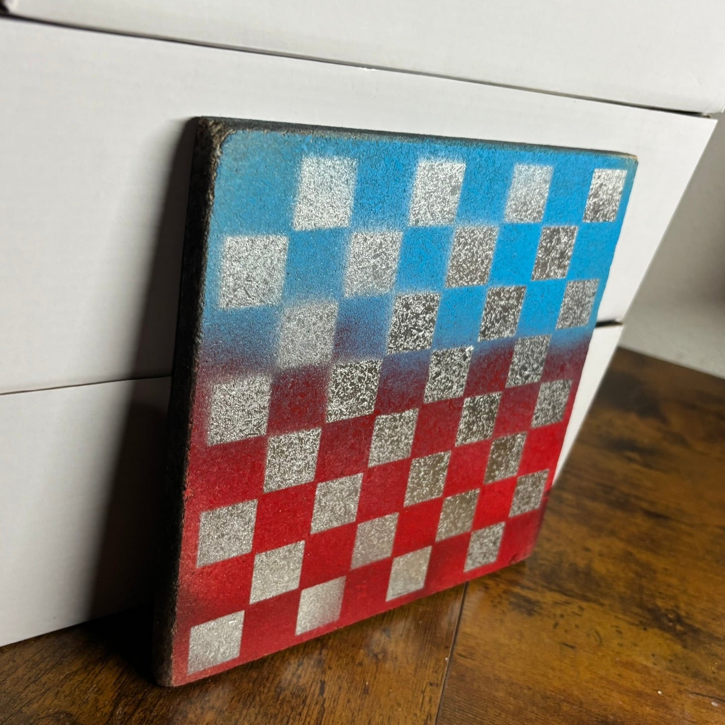 Blue & Red Chrome - Painted Double Sided Chess Board