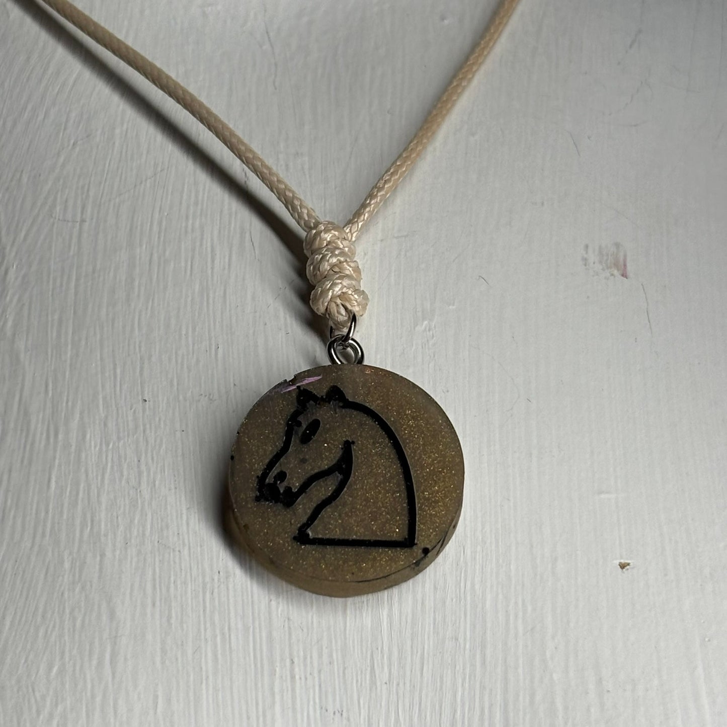 Dark Brown Knight - Handmade Resin Chess Necklace