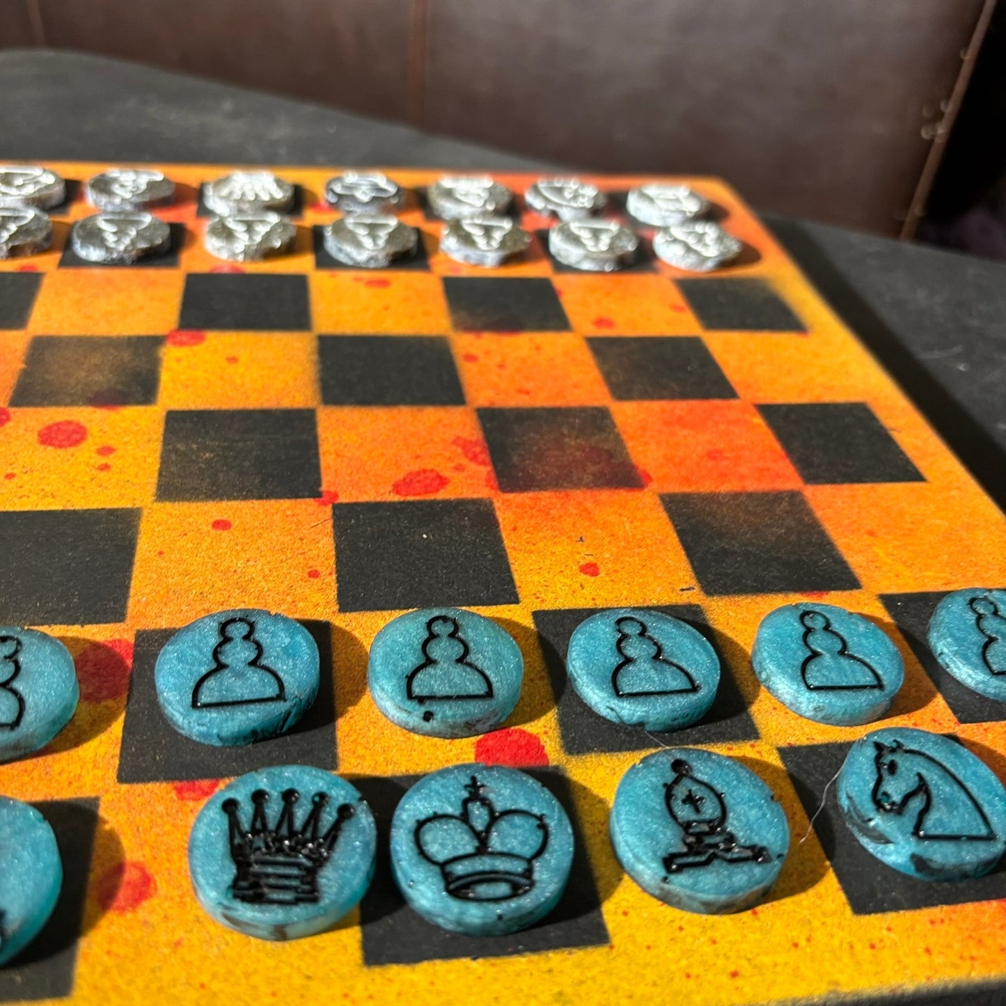 Fire Orange - Painted Chess Set