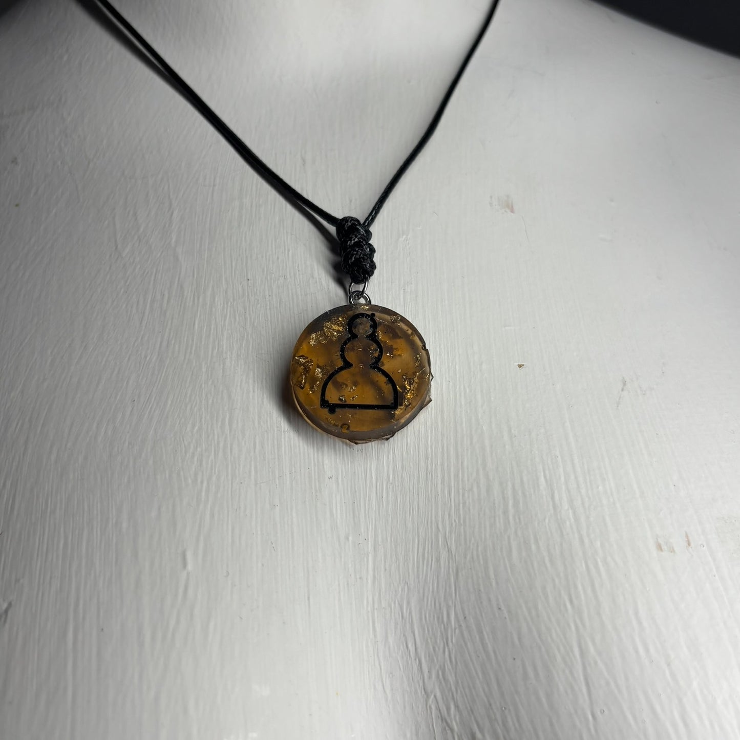Dark Amber Pawn - Handmade Resin Chess Necklace