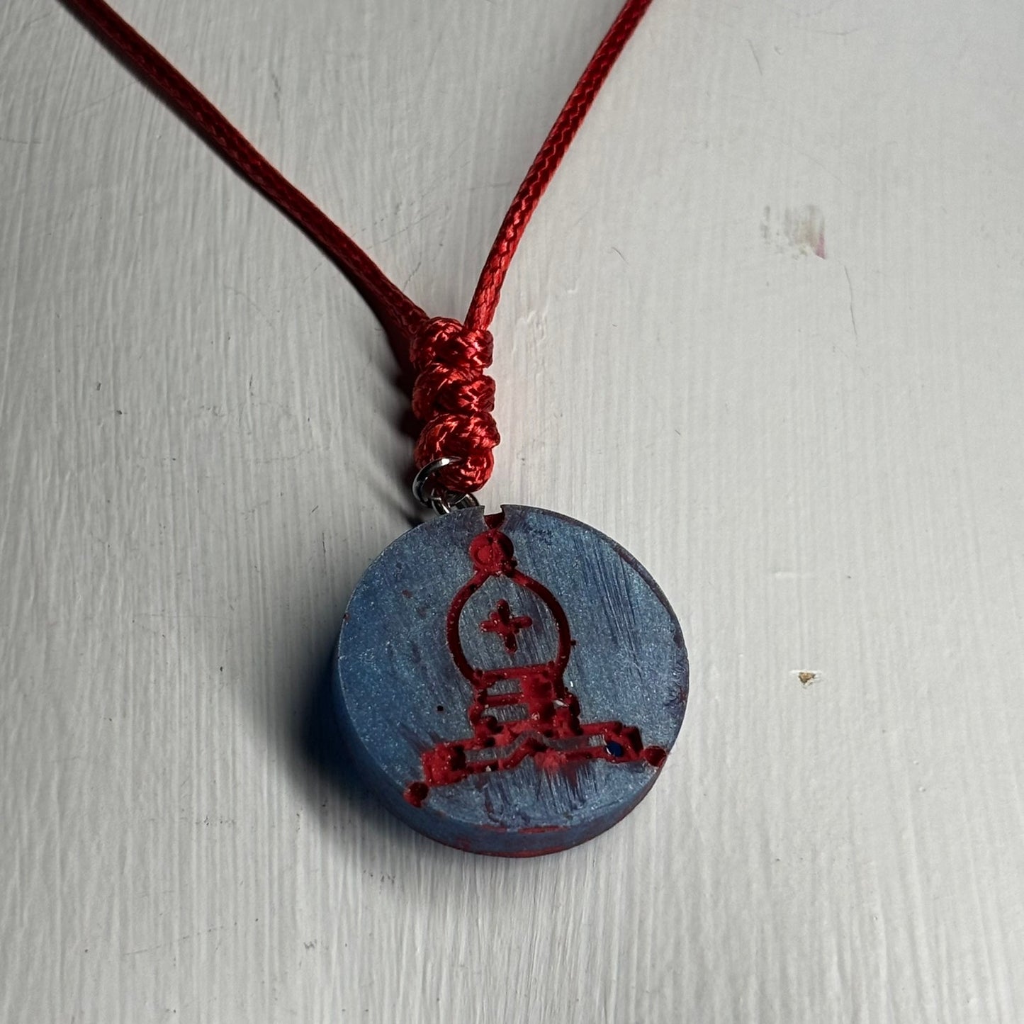 Deep Blue Bishop - Handmade Resin Chess Necklace