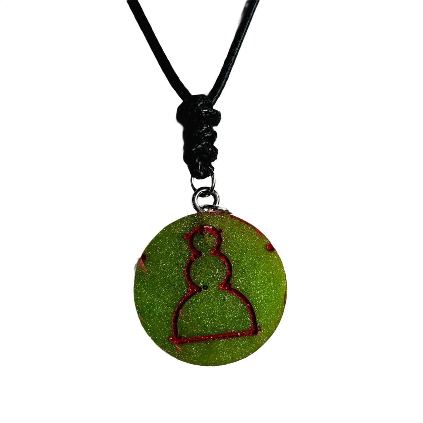 Simple Green Pawn - Handmade Resin Chess Necklace