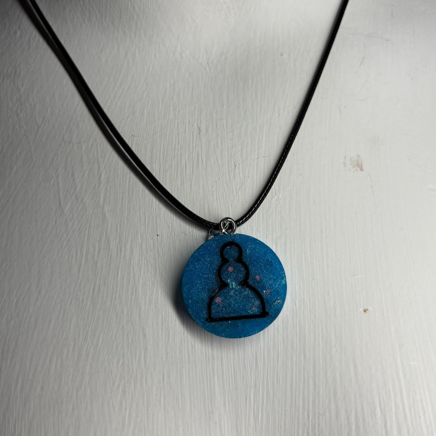 Strong Blue Pawn - Handmade Resin Chess Necklace