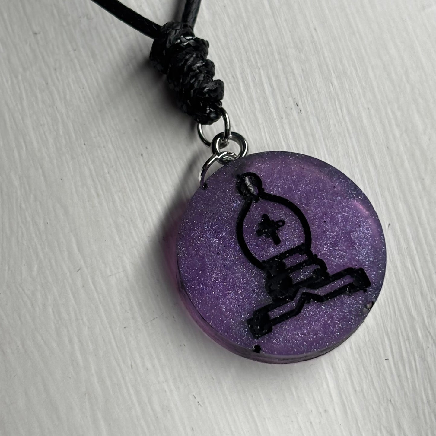 Purple Bishop - Handmade Resin Chess Necklace