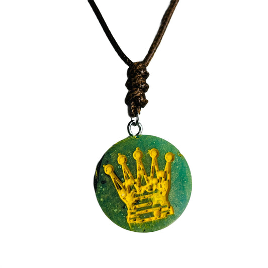 Natured Green Queen - Handmade Resin Chess Necklace