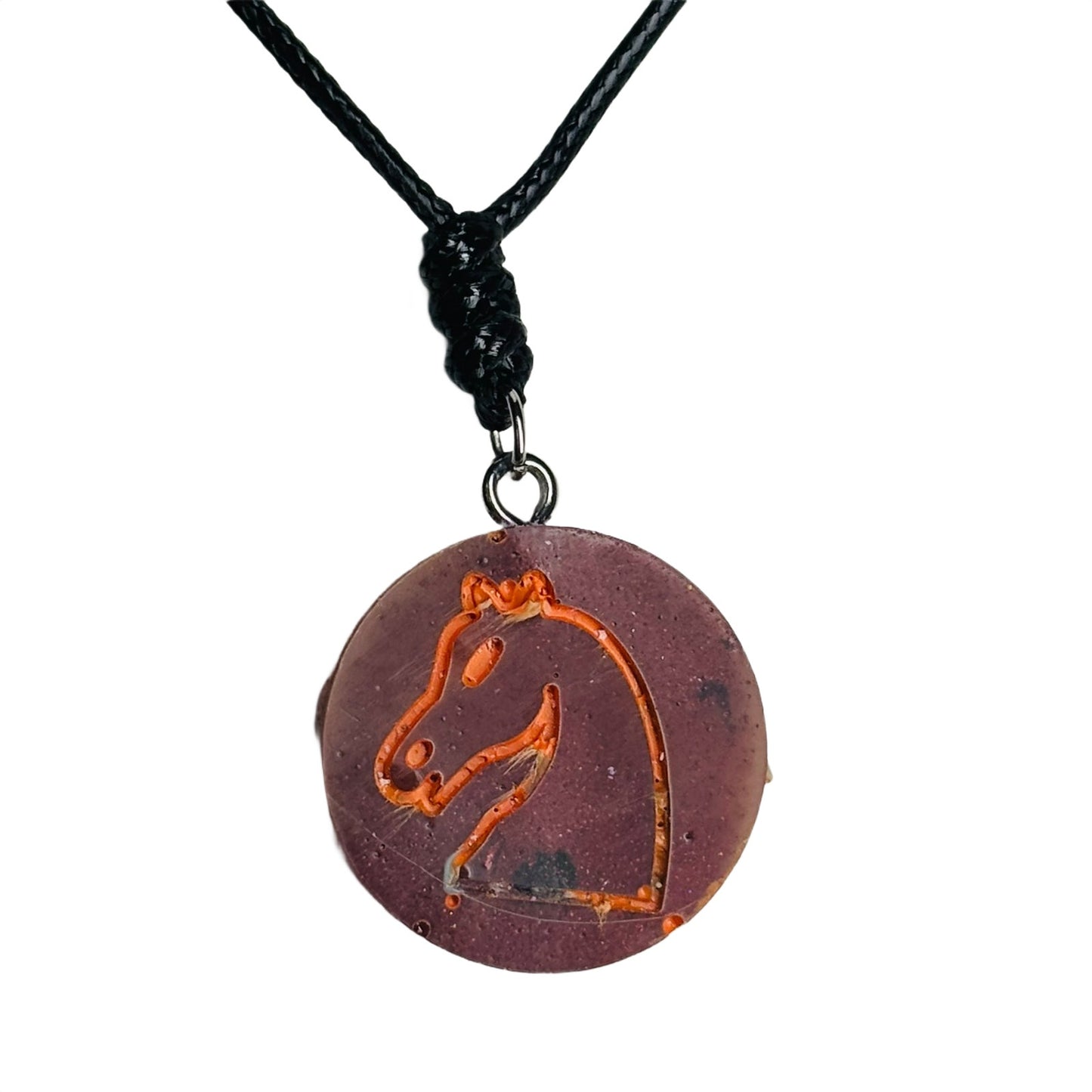 Faded Red Knight - Handmade Resin Chess Necklace