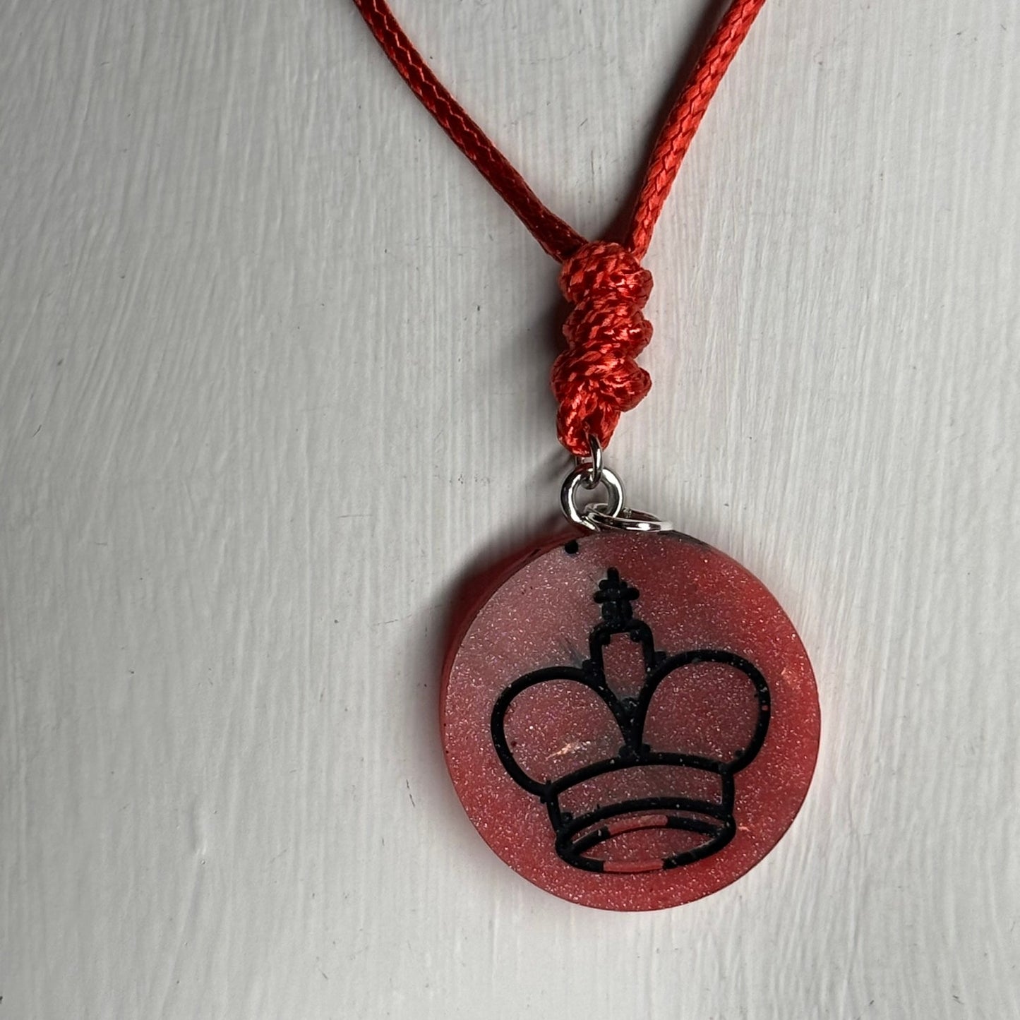 Folded Red King - Handmade Resin Chess Necklace