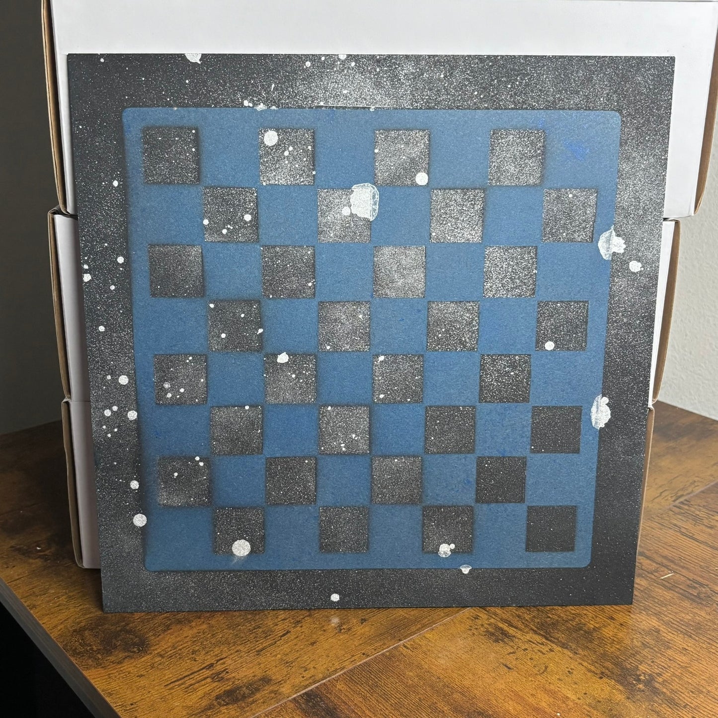 Navy Blue & Black - Painted Chess Board