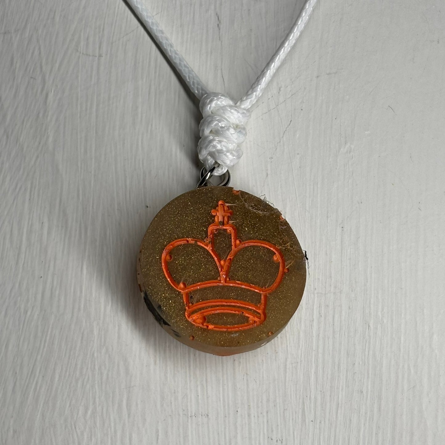 Dirty Brown King - Handmade Resin Chess Necklace
