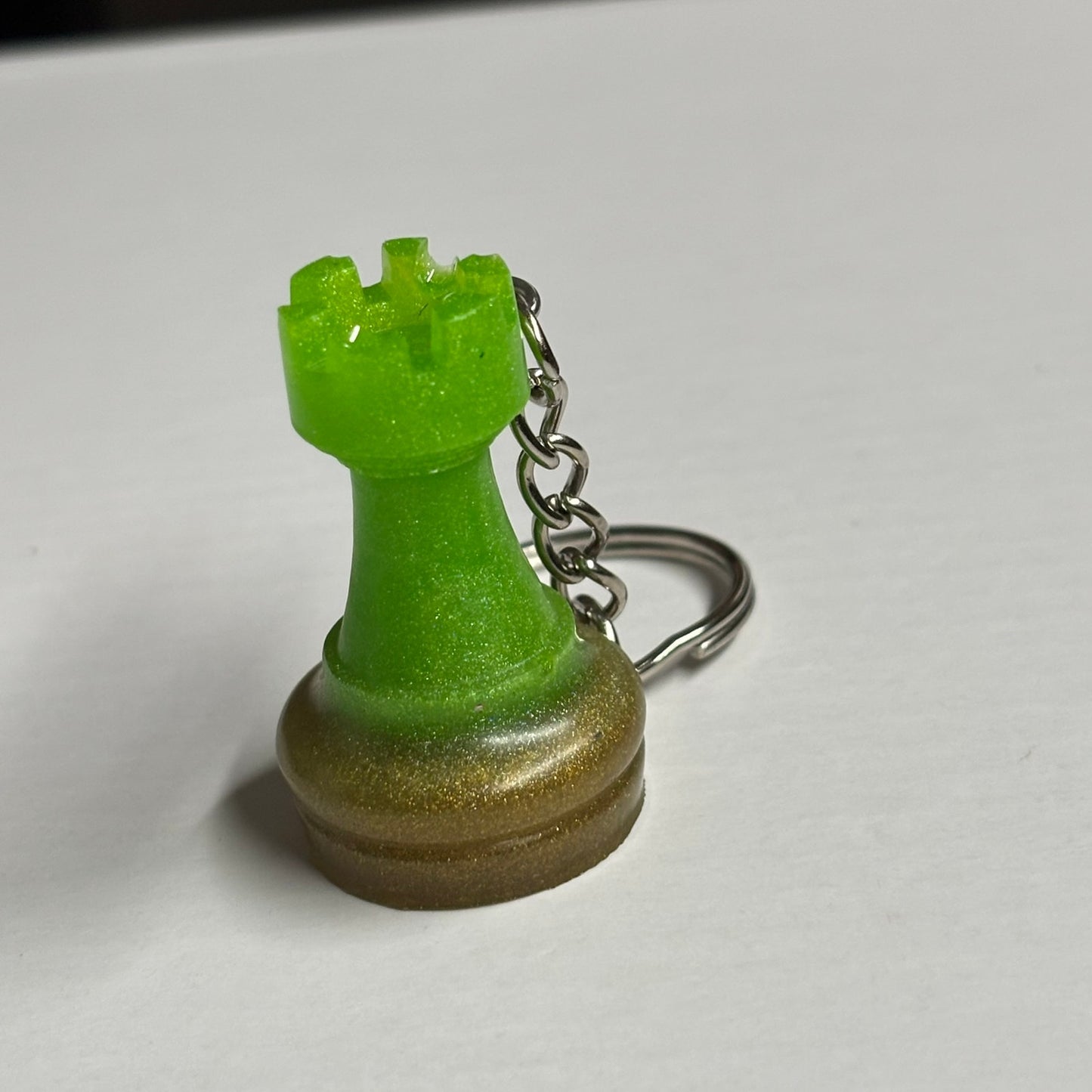 Simple Green Rook - Handmade Resin Keychain