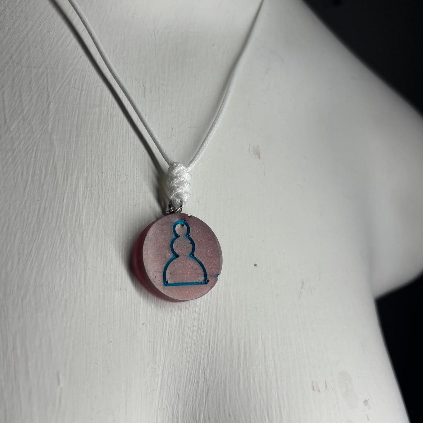 Bronze Blue Pawn - Handmade Resin Chess Necklace