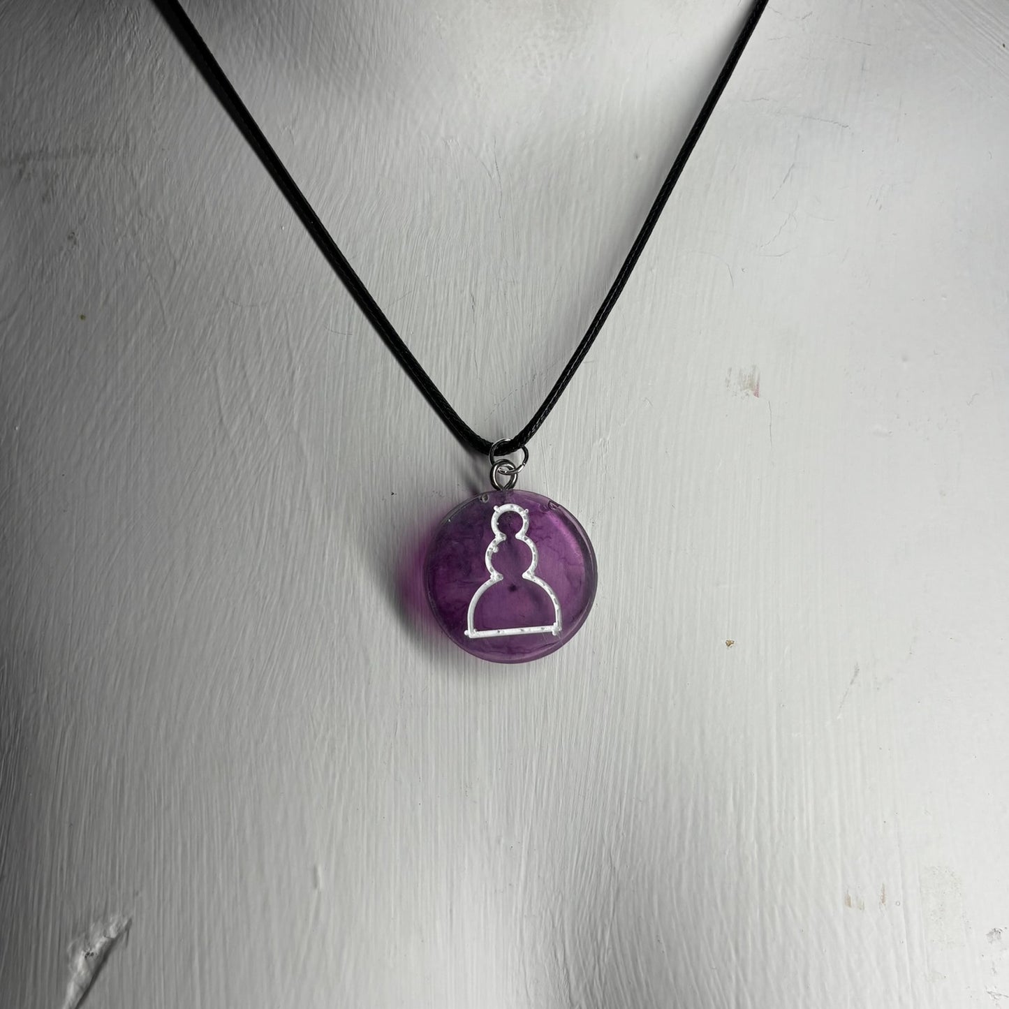 Translucent Purple Pawn - Handmade Resin Chess Necklace
