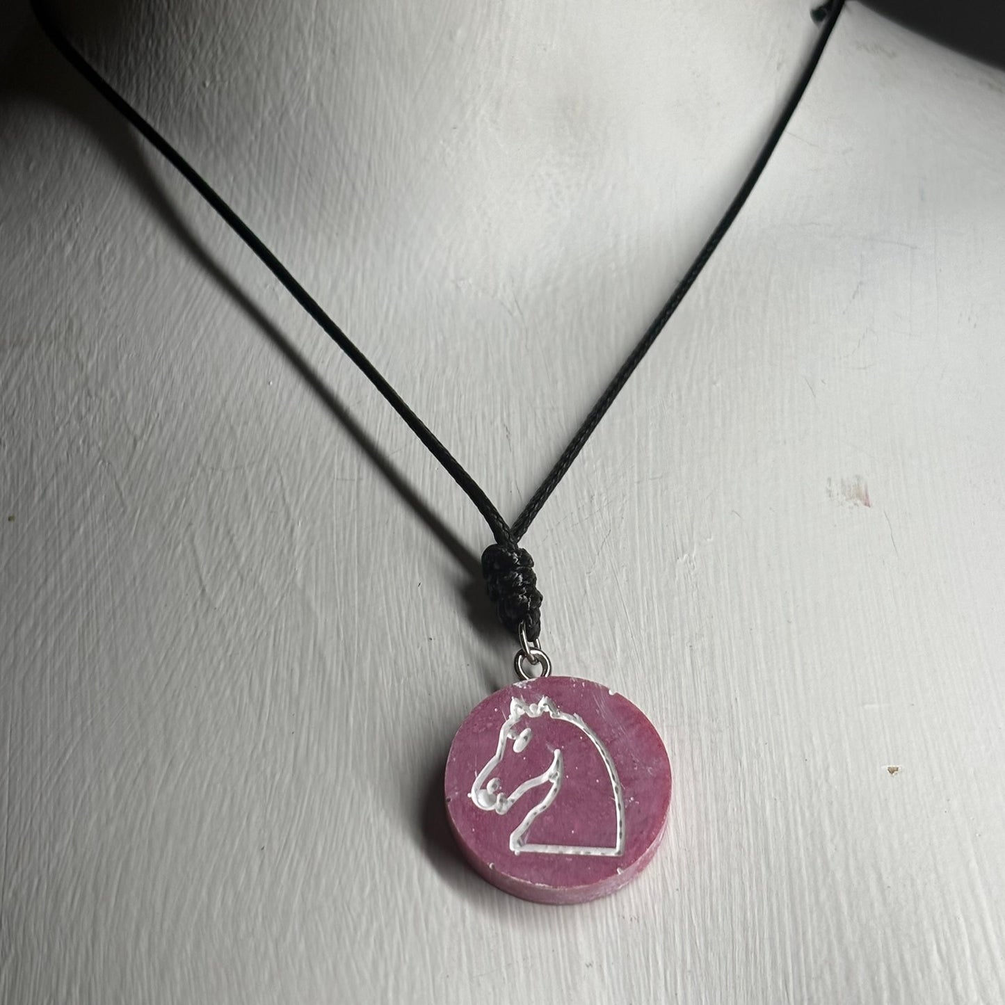 Simple Pink Knight - Handmade Resin Chess Necklace