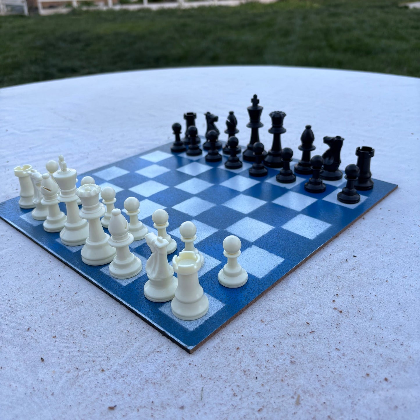 Simple Blue - Painted Chess Set