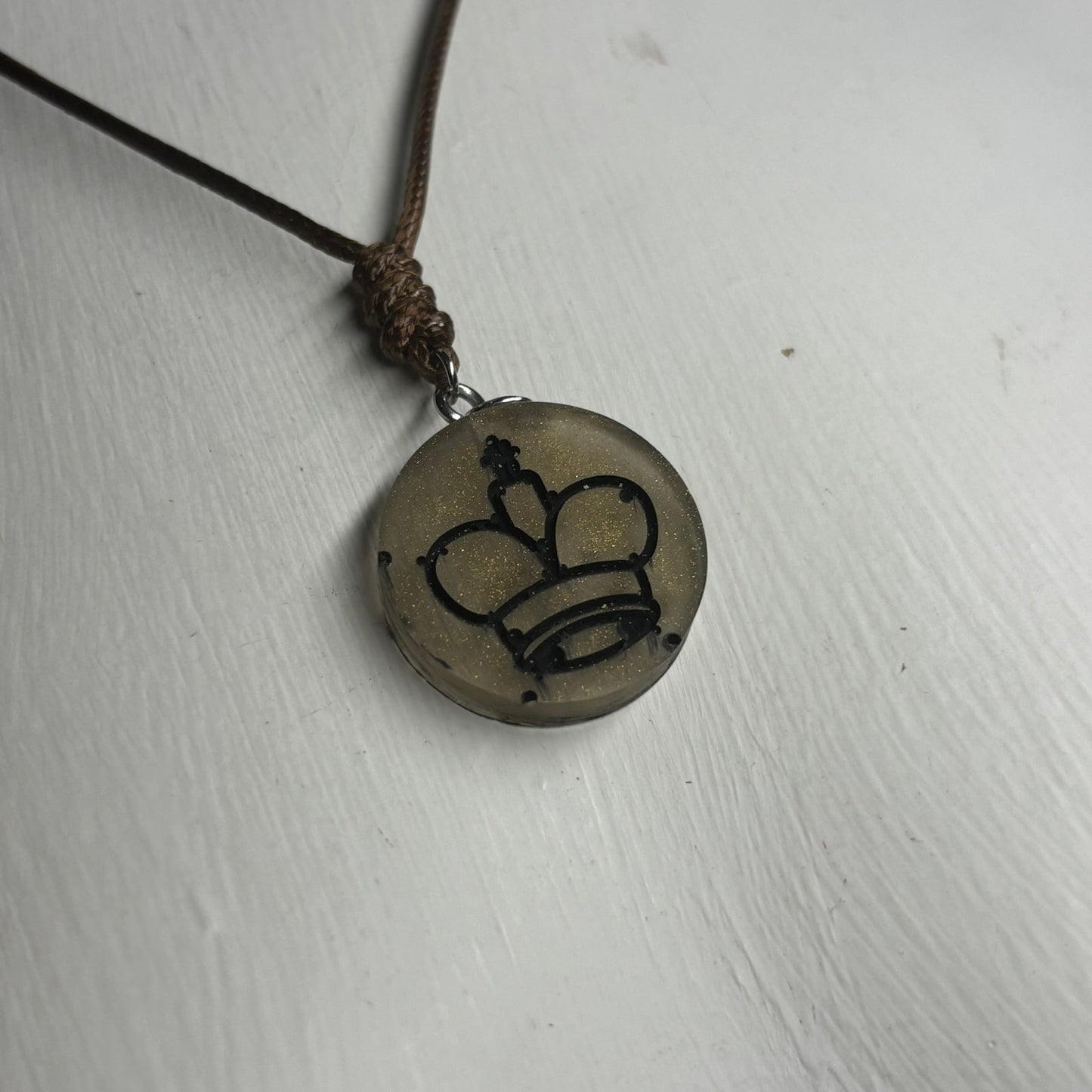 Simplistic Tan King - Handmade Resin Chess Necklace