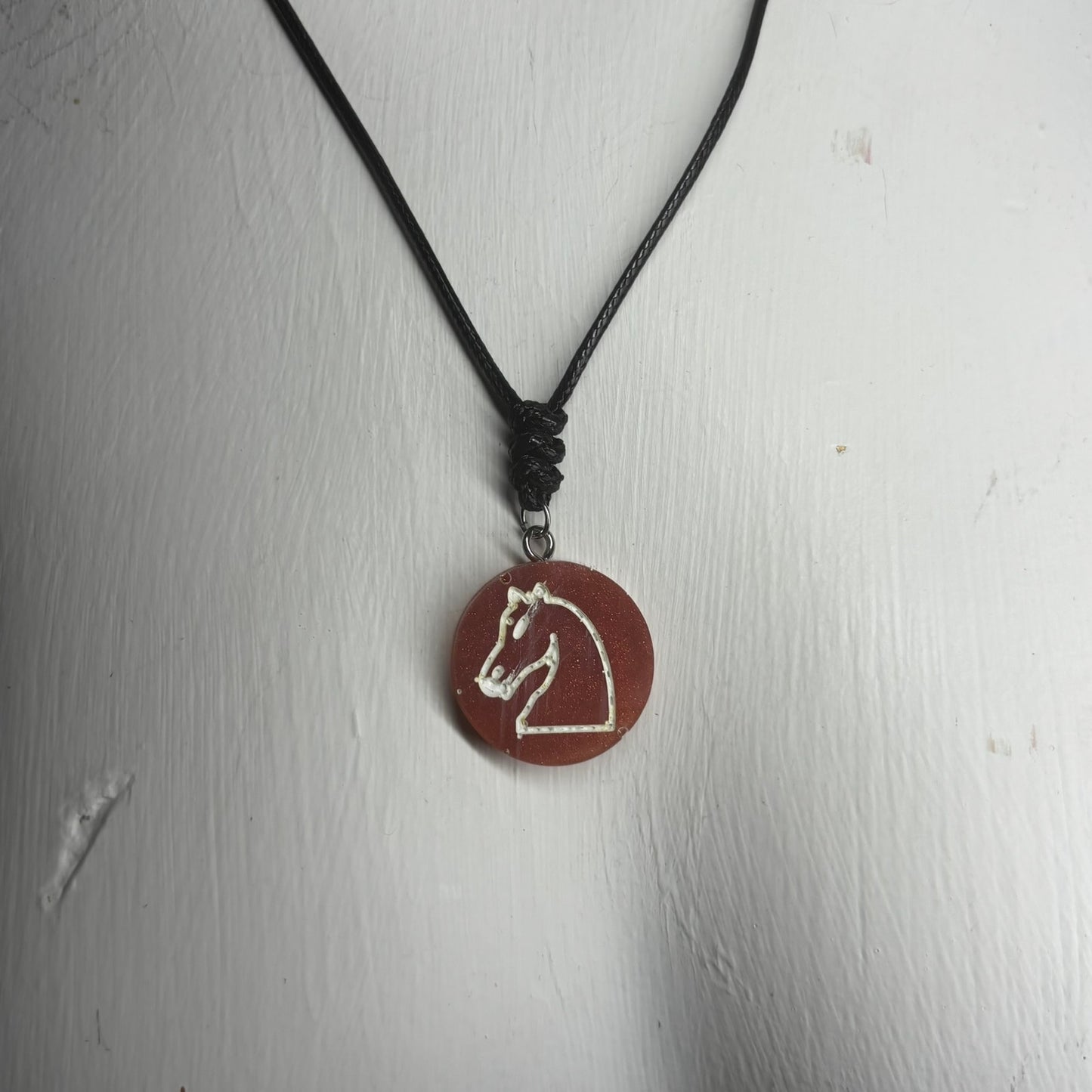 Dark Orange - Handmade Resin Chess Necklace