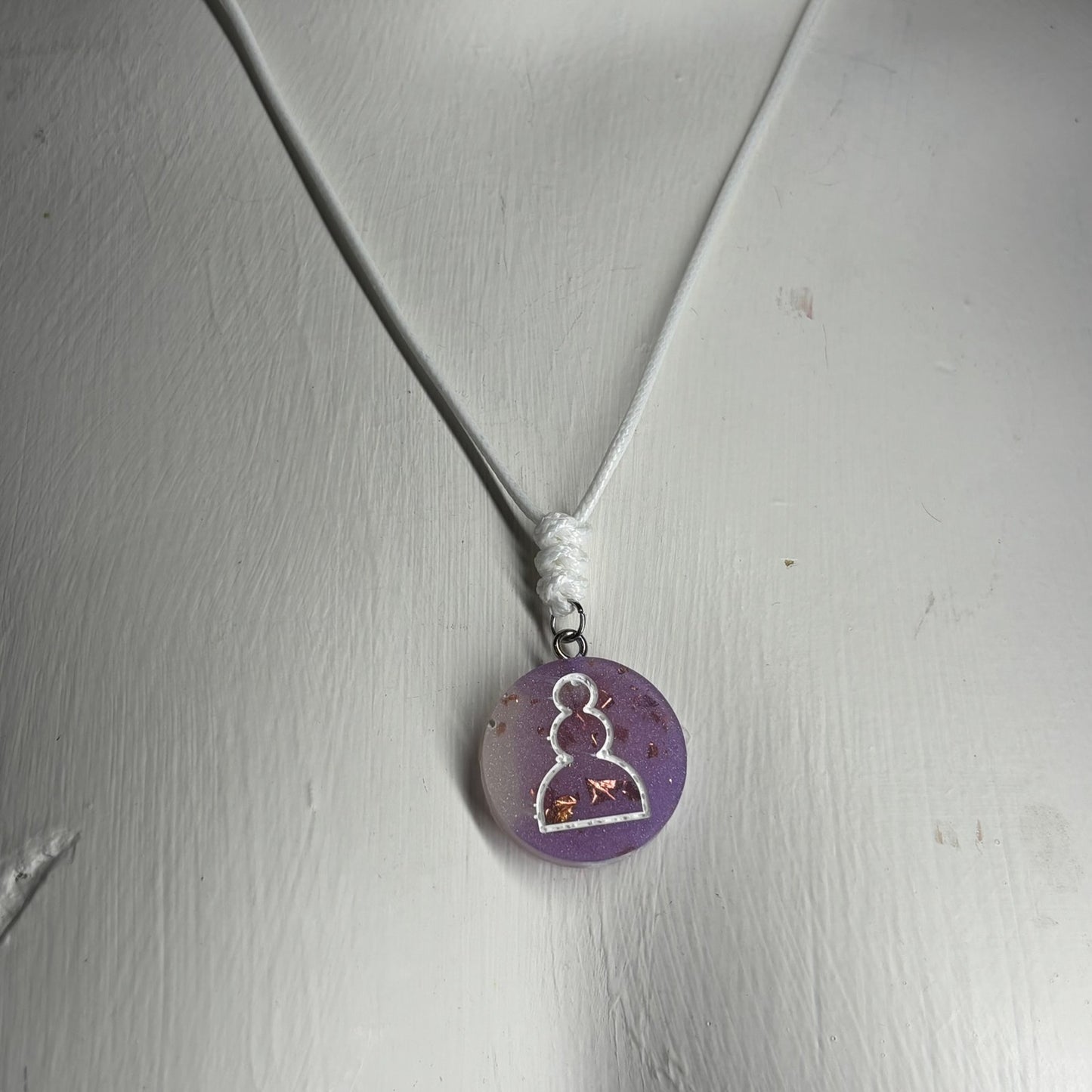 Purple Crystal Pawn - Handmade Resin Chess Necklace