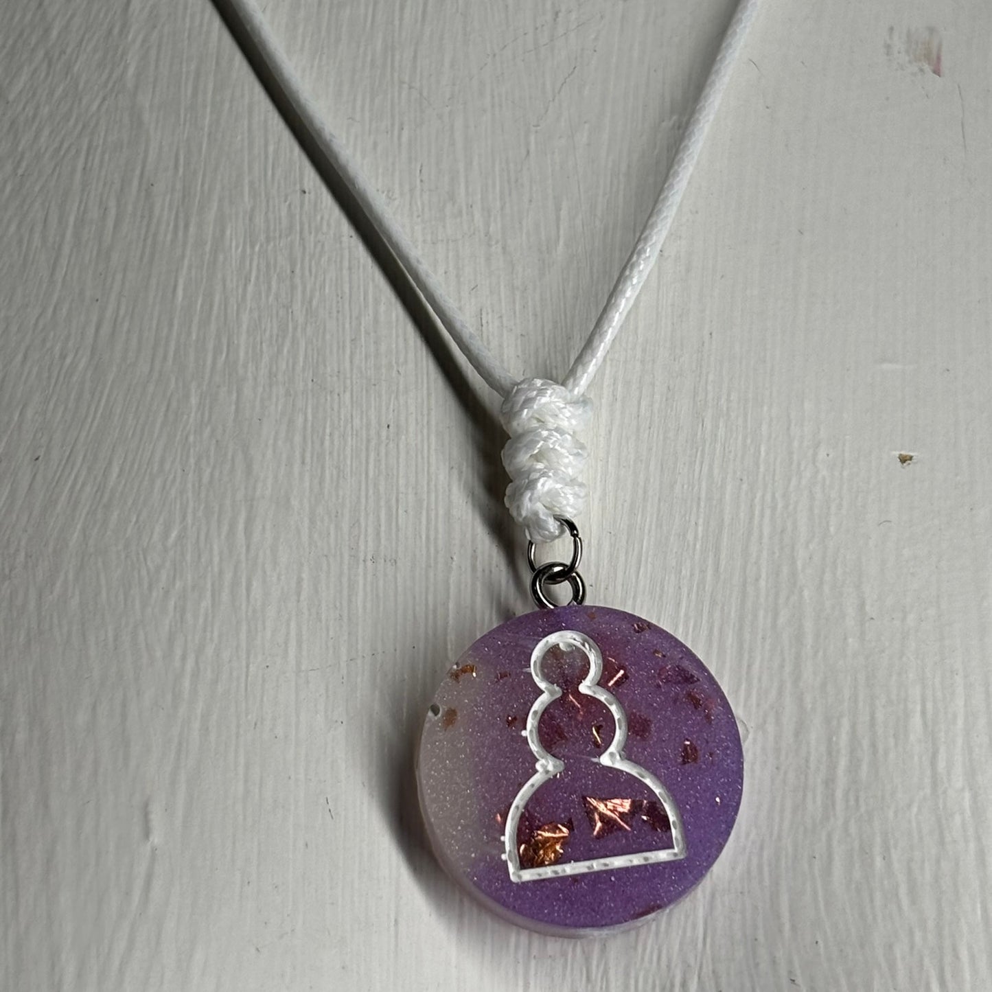 Purple Crystal Pawn - Handmade Resin Chess Necklace