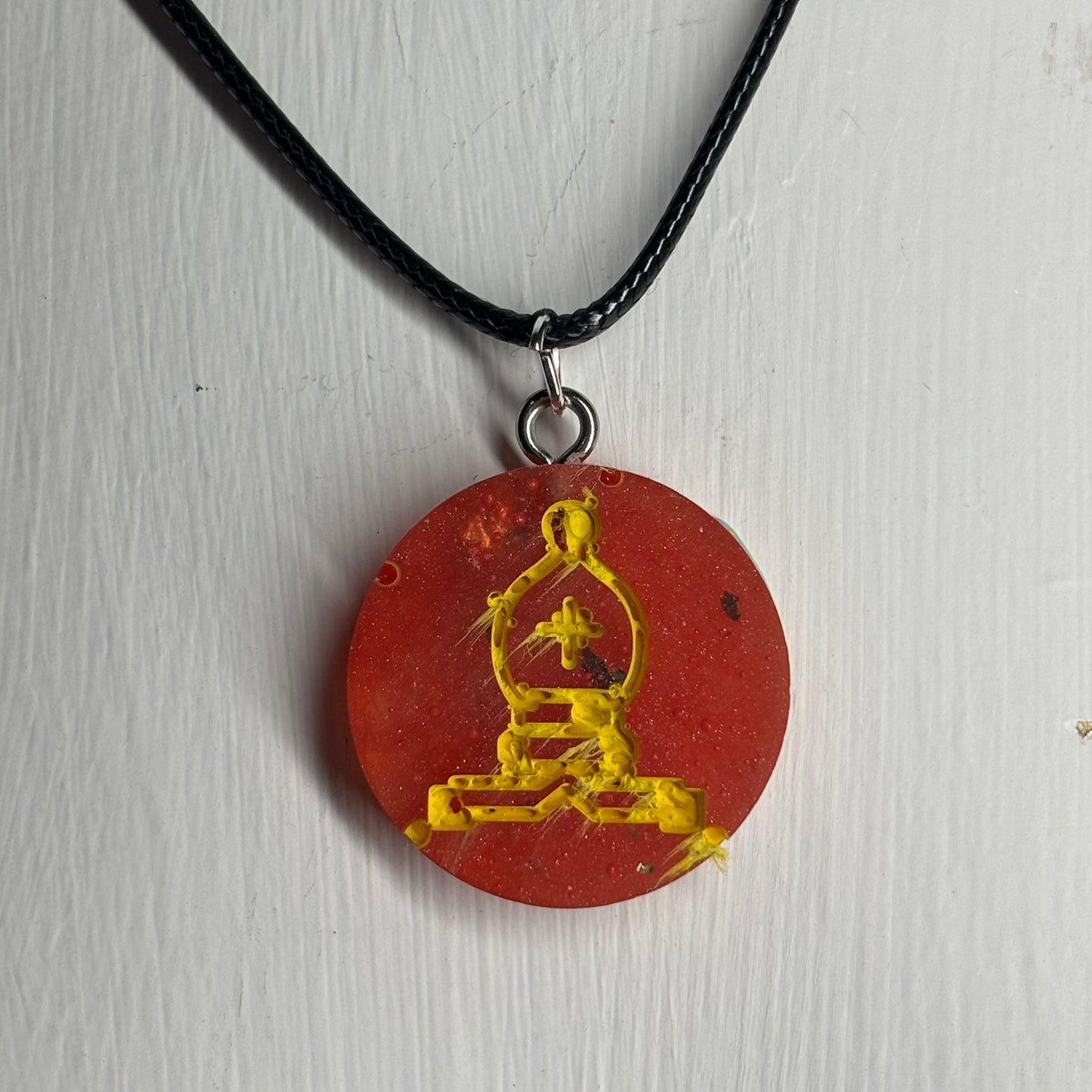 Cherry red Bishop - Handmade Resin Chess Necklace