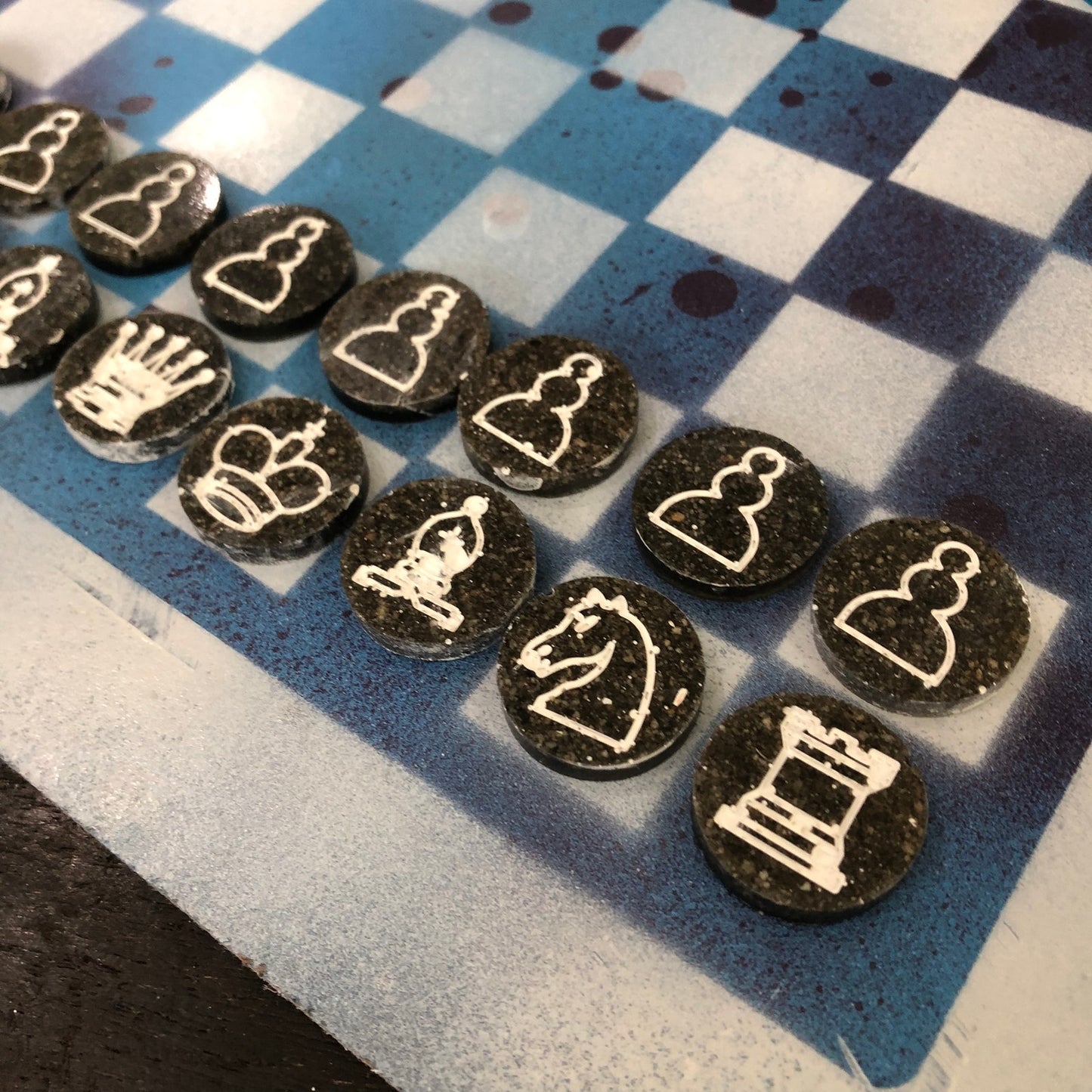 Bubbly Purple & Blue - Painted Chess Set