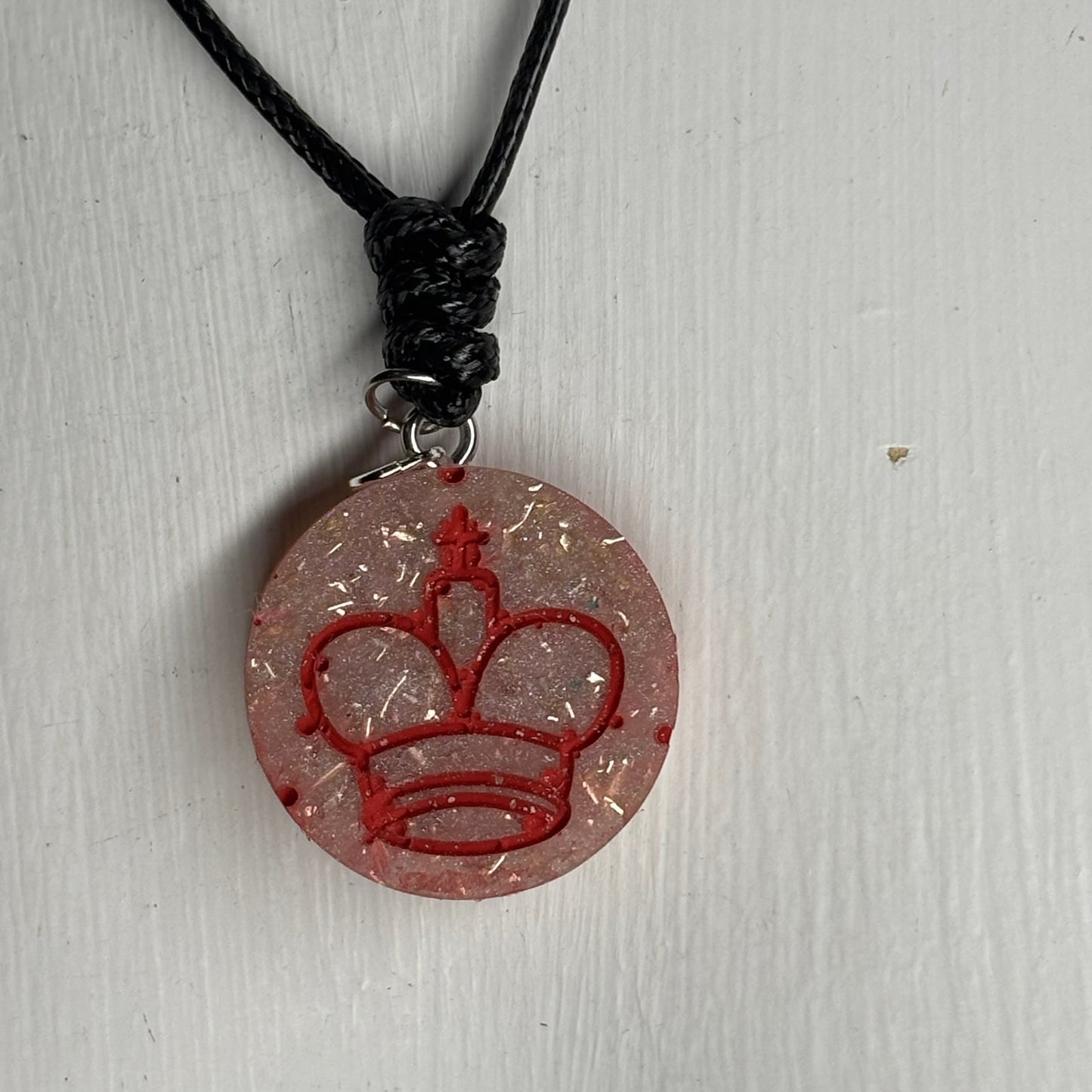 Crystal Red King - Handmade Resin Chess Necklace