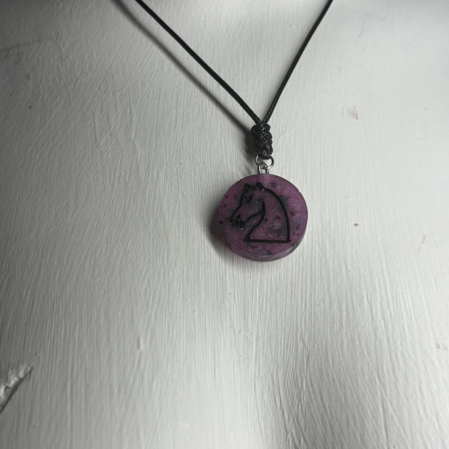 Purple Knight - Handmade Resin Chess Necklace