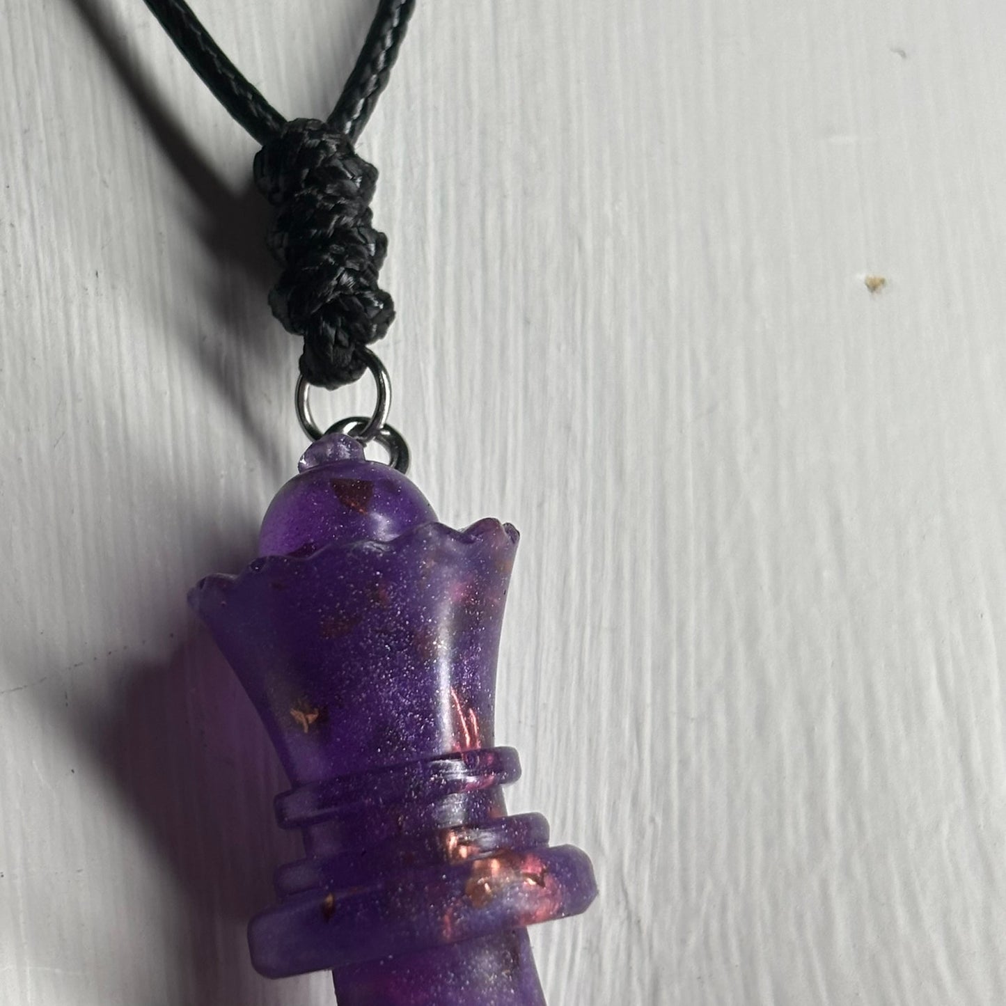 Starlight Purple Crystal Queen - Handmade Resin Chess Necklace